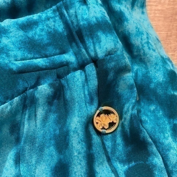 Hawaiian Tropic blue batik dyed Palazzo Beach cover up pants Small - Picture 4 of 10